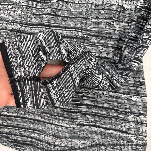 Nike Pro Half Zip Sweatshirt Size M Black Print Dri-Fit Pullover Thumbholes - Picture 6 of 11